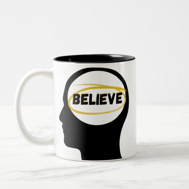 Caneca De Café Em Dois Tons Mentalidade de Fé (Esquerda)