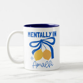 Caneca De Café Em Dois Tons Mentalmente em Amalfi Itália Azul Coquete Limão