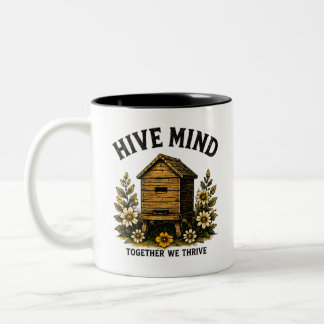 Caneca De Café Em Dois Tons Mente de Colmeia | Design de Apicultura Vintage