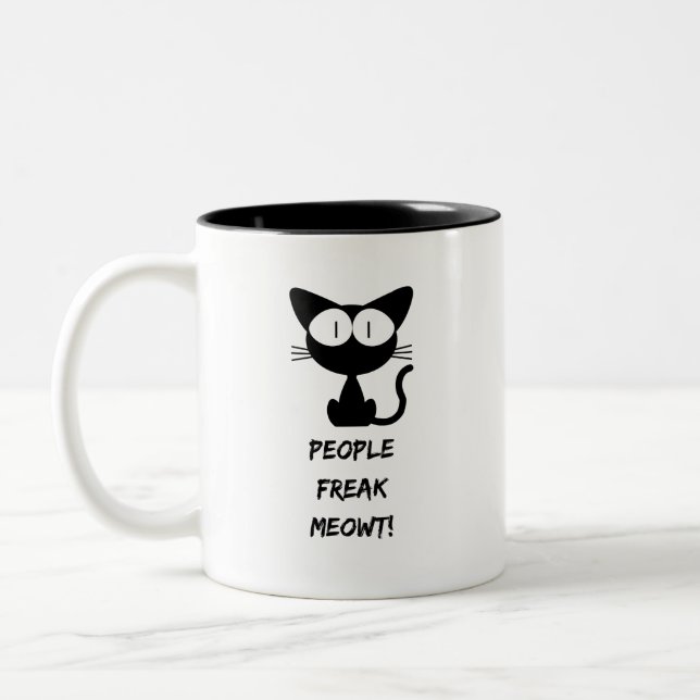 Caneca De Café Em Dois Tons meowt de aberração pessoas (Esquerda)