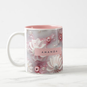 Caneca De Café Em Dois Tons Merengue de Creme Personalizado & Brilho de Pastel