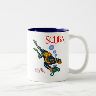 CANECA DE CAFÉ EM DOIS TONS MERGULHADOR MINHA VIDA MEU ESPORTE