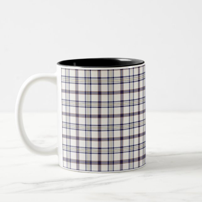 Caneca De Café Em Dois Tons Merino White and Blue Zodiac Plaid (Esquerda)