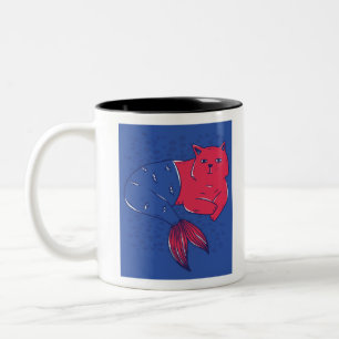 Caneca De Café Em Dois Tons Mermaid Cat