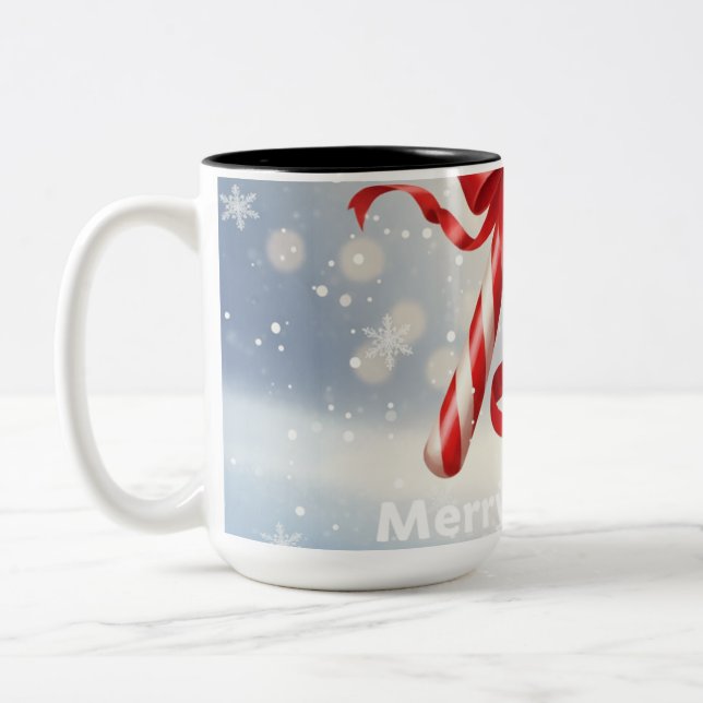 Caneca De Café Em Dois Tons Merry Christmas Candy Cane -  (Esquerda)