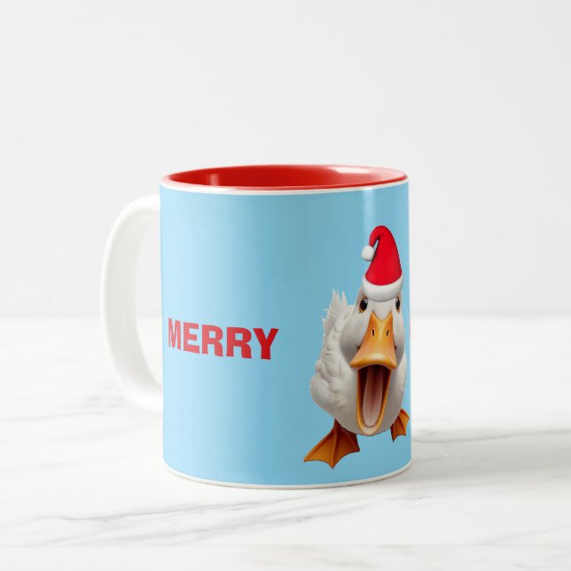 CANECA DE CAFÉ EM DOIS TONS MERRY CHRISTMAS DUCK (Frente Esquerda)