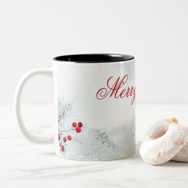 Caneca De Café Em Dois Tons Merry Christmas Mug (Com Donut)