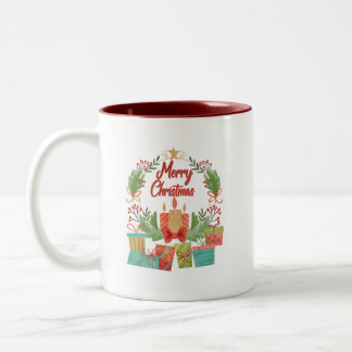 Caneca De Café Em Dois Tons Merry Christmas Mug - Festive Holiday Coffee Cup