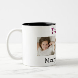 Caneca De Café Em Dois Tons Merry Christmas Pink Mug – Own Photo And Name