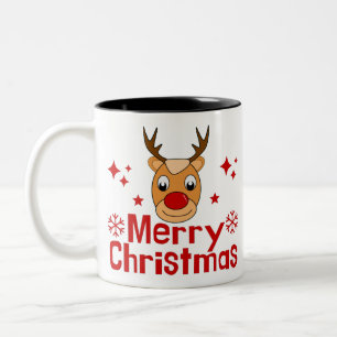 Caneca De Café Em Dois Tons Merry Christmas Reindeer