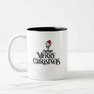 Caneca De Café Em Dois Tons Merry Christmas Skeleton café mug
