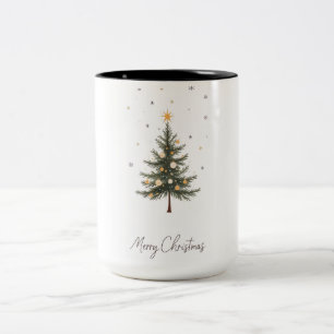 Caneca De Café Em Dois Tons "Merry Christmas Tree Two-Tone Mug"