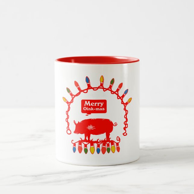 Caneca De Café Em Dois Tons Merry Oink - Mass  (Centro)