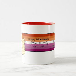 Caneca De Café Em Dois Tons Mês do Orgulho Feliz Gato Fofo Bandeira Lésbica do