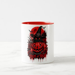Caneca De Café Em Dois Tons Mesma Energia Assustadora Corvo Abóbora Gótico Hal