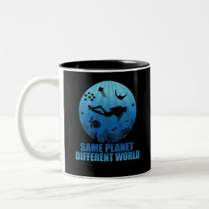 Caneca De Café Em Dois Tons Mesmo Planeta Diferente do Mundo, Mergulhador
