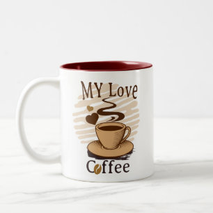 Caneca De Café Em Dois Tons Meu Amor Café Romântico Vintage