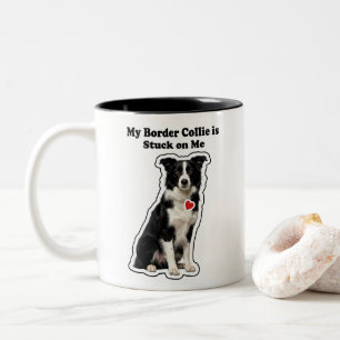 Caneca De Café Em Dois Tons Meu Border Collie é obcecado por mim Amante de cac
