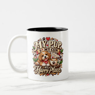 Caneca De Café Em Dois Tons Meu Cachorro Meu Copo Lugar Feliz Amante de Cachor