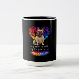 Caneca De Café Em Dois Tons Meu Coração É Pelas Garras De Um Bulldog Franc