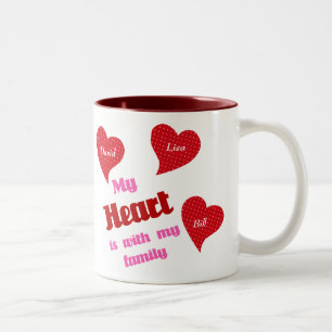 Caneca De Café Em Dois Tons Meu Coração Está Com Minha Família Mug