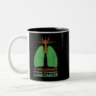 Caneca De Café Em Dois Tons Meu Deus É Mais Forte Que O Cancer Pulmonar