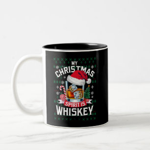 Caneca De Café Em Dois Tons Meu Espírito de Natal é Camiseta Feia de Whisky Xm
