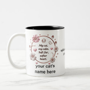Caneca De Café Em Dois Tons Meu Gato Meu Calmo - Gato Floral Mug