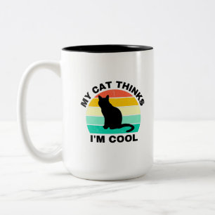 Caneca De Café Em Dois Tons Meu Gato pensa que sou Legal Coffee Mug