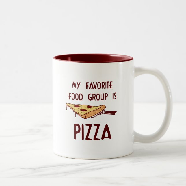 Caneca De Café Em Dois Tons Meu Grupo de Comidas Favorito é Pizza (Direita)