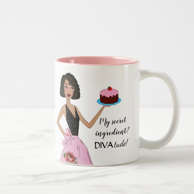 Caneca De Café Em Dois Tons "Meu Ingrediente Secreto é DIVAtude!" Diva Mugs (Direita)