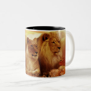 Caneca De Café Em Dois Tons Meu leão e leão de estimação