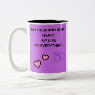 CANECA DE CAFÉ EM DOIS TONS MEU MARIDO É MEU CORAÇÃO MINHA VIDA MEU TUDO