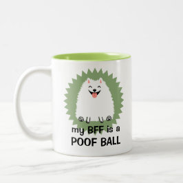 Caneca De Café Em Dois Tons Meu melhor amigo é um Poof Ball | Pomerânia Branca