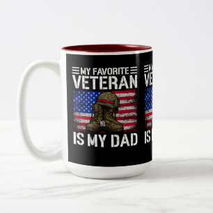 Caneca De Café Em Dois Tons Meu Pai É Meu Veterano Favorito Presente para Pai 