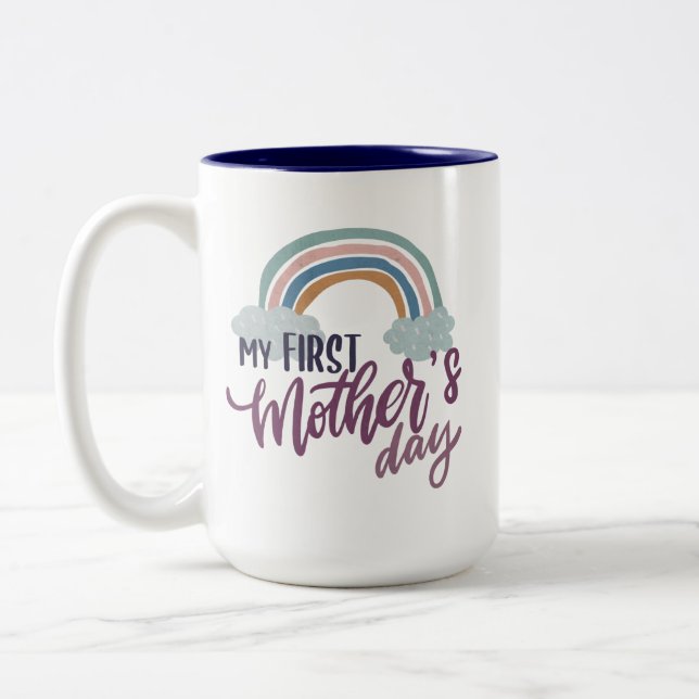 Caneca De Café Em Dois Tons Meu primeiro Dia de as mães (Esquerda)
