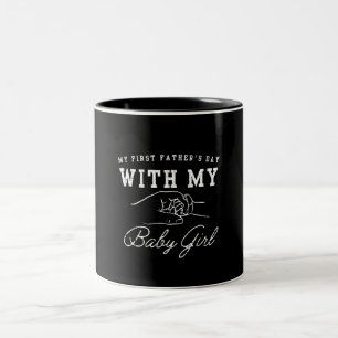 Caneca De Café Em Dois Tons Meu Primeiro Dia dos Pais Com Minha Bebê Menina Re