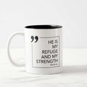 Caneca De Café Em Dois Tons Meu Refúgio e Escritura de Força prometem Escritur