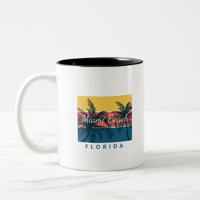 Caneca De Café Em Dois Tons Miami Beach Flórida (Esquerda)