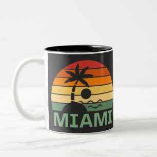 Caneca De Café Em Dois Tons Miami Florida Vintage Palm Trees Summer Beach