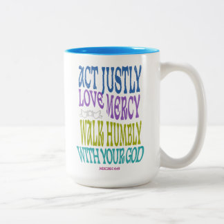 Caneca De Café Em Dois Tons Micah 6:8 Colorful Scripture Customizable