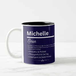 Caneca De Café Em Dois Tons Michelle, Girl Personalized Name Definition Mug