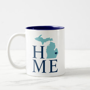 Caneca De Café Em Dois Tons Michigan Casa Aqua Azul Marinho Coração da Cidade 