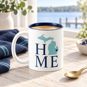 Caneca De Café Em Dois Tons Michigan Casa Aqua Azul Marinho Coração da Cidade