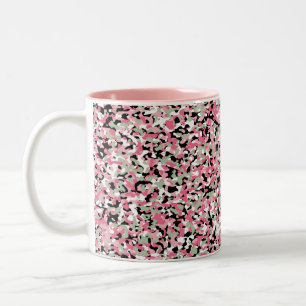 Caneca De Café Em Dois Tons Micro Camo, padrão rosa e verde Mug