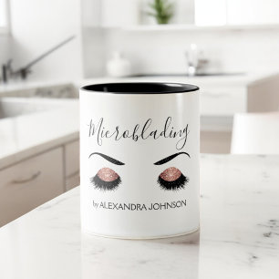 Caneca De Café Em Dois Tons Microblading Moderno com brilho brilhante Dourado