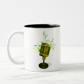 Caneca De Café Em Dois Tons microfono con notas musicales