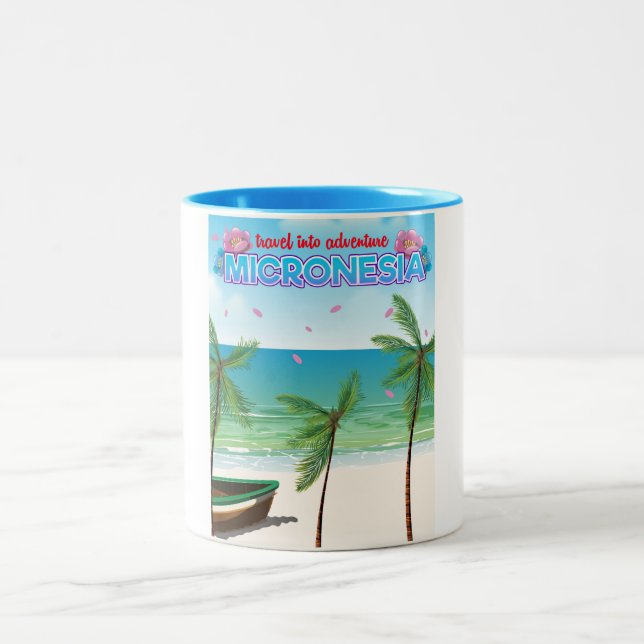 Caneca De Café Em Dois Tons Micronésia "Viagem em aventura" (Centro)