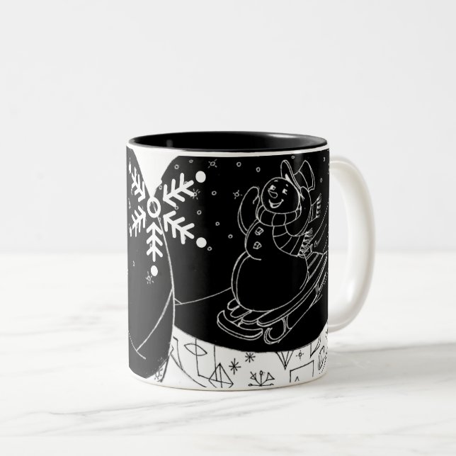 Caneca De Café Em Dois Tons Midnight Snowman  (Frente Esquerda)