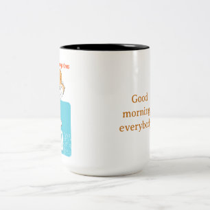 Caneca De Café Em Dois Tons Migo O Gato Laranja Bom Dia a Todos.
